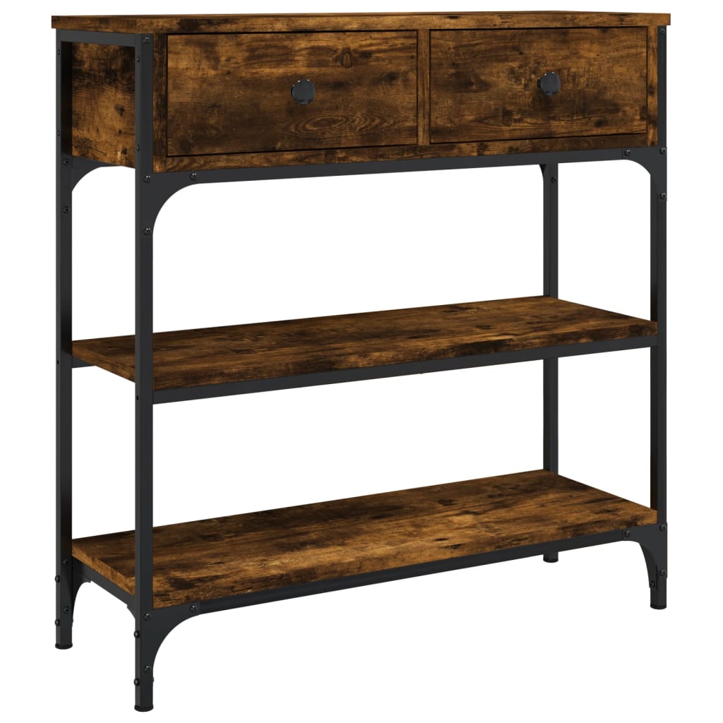 Wandtafel 72,5x25x75 cm bewerkt hout gerookt eikenkleurig is nu te koop bij PeponiXL, paradijselijk wonen!