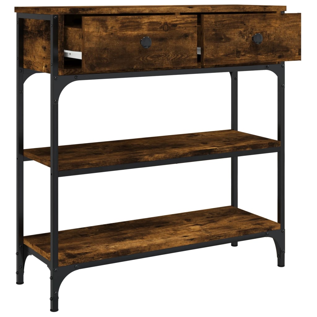 Wandtafel 72,5x25x75 cm bewerkt hout gerookt eikenkleurig is nu te koop bij PeponiXL, paradijselijk wonen!