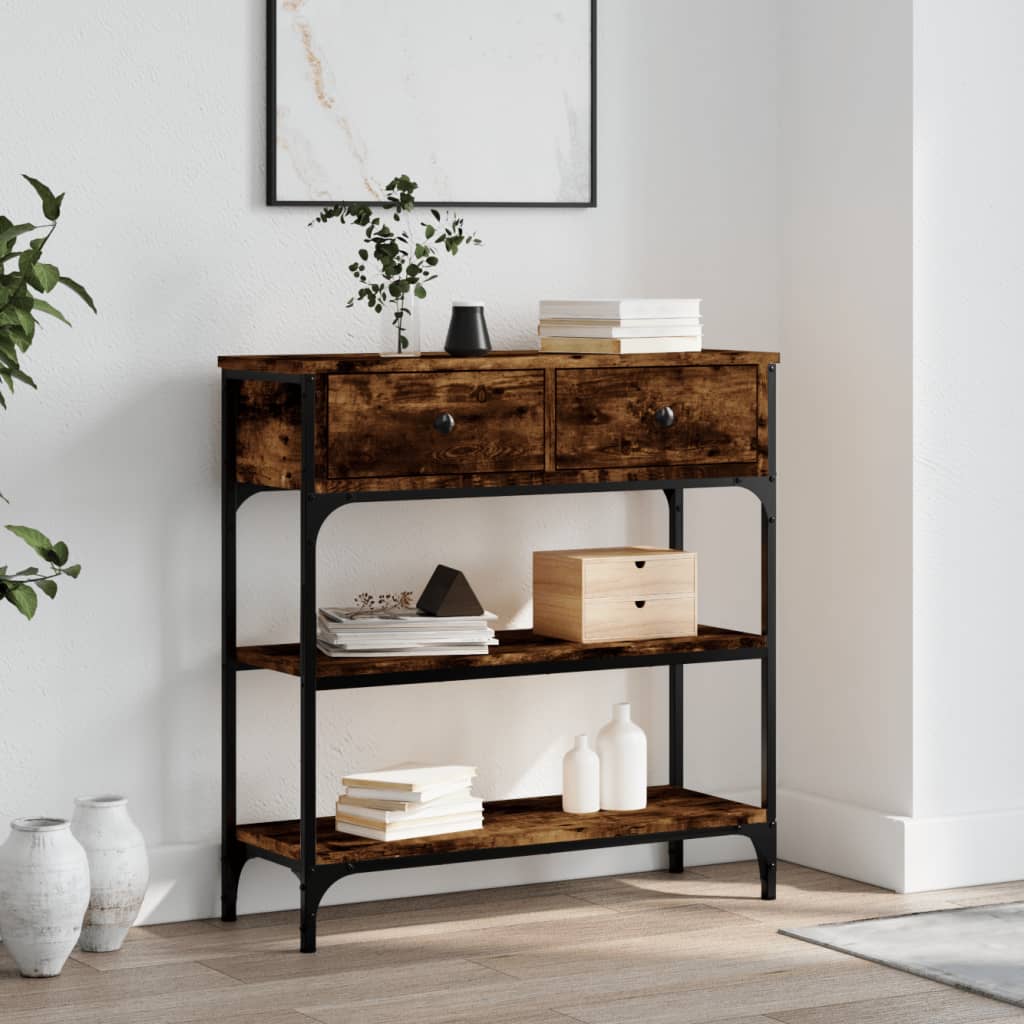 Wandtafel 72,5x25x75 cm bewerkt hout gerookt eikenkleurig is nu te koop bij PeponiXL, paradijselijk wonen!