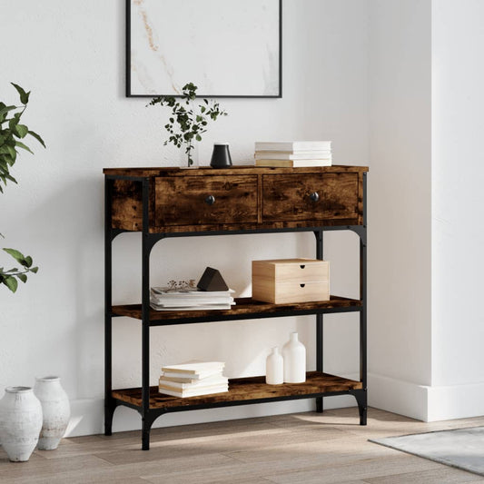 Wandtafel 72,5x25x75 cm bewerkt hout gerookt eikenkleurig is nu te koop bij PeponiXL, paradijselijk wonen!