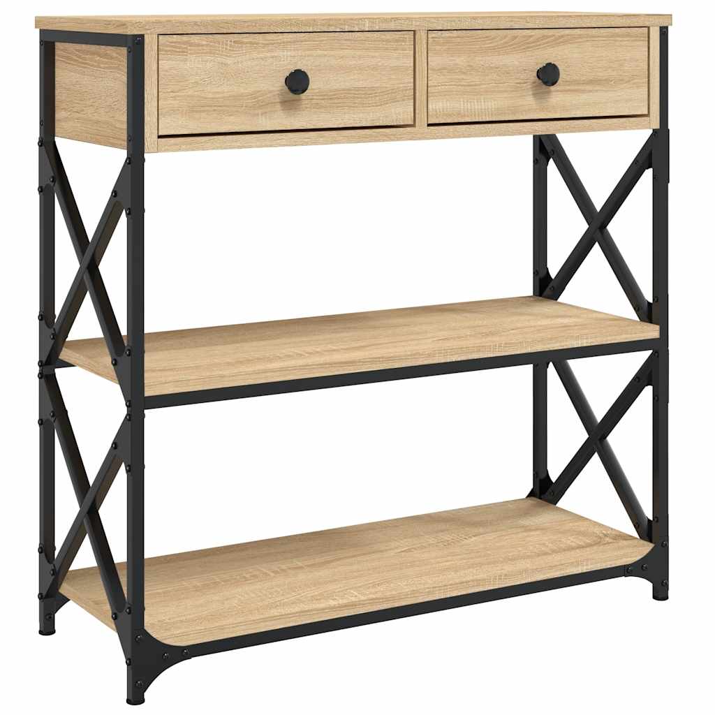 Wandtafel 75x28x75 cm bewerkt hout sonoma eikenkleurig is nu te koop bij PeponiXL, paradijselijk wonen!