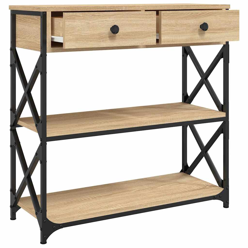 Wandtafel 75x28x75 cm bewerkt hout sonoma eikenkleurig is nu te koop bij PeponiXL, paradijselijk wonen!