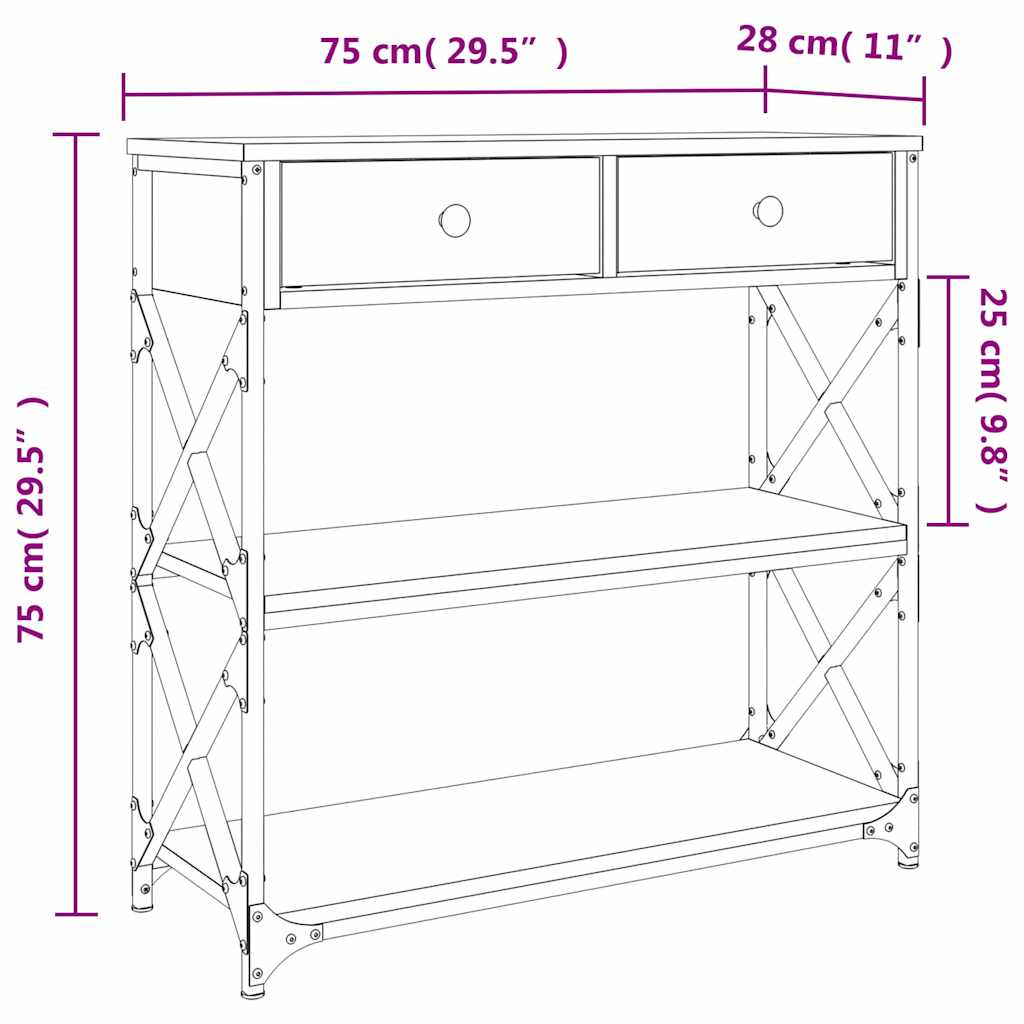 Wandtafel 75x28x75 cm bewerkt hout grijs sonoma eikenkleurig is nu te koop bij PeponiXL, paradijselijk wonen!