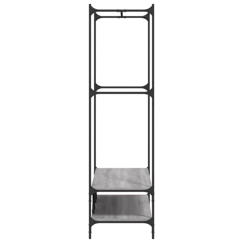 Kledingrek met schappen bewerkt hout grijs sonoma eikenkleurig is nu te koop bij PeponiXL, paradijselijk wonen!
