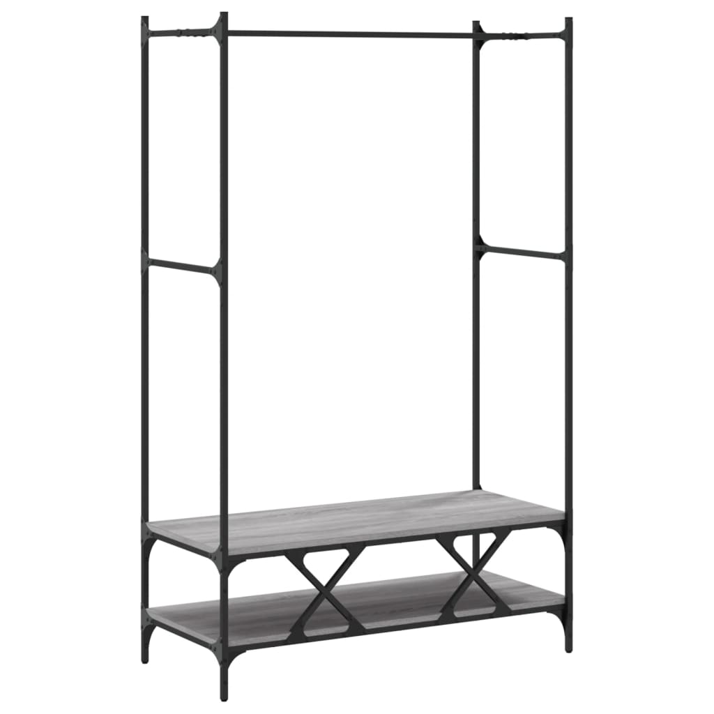 Kledingrek met schappen bewerkt hout grijs sonoma eikenkleurig is nu te koop bij PeponiXL, paradijselijk wonen!