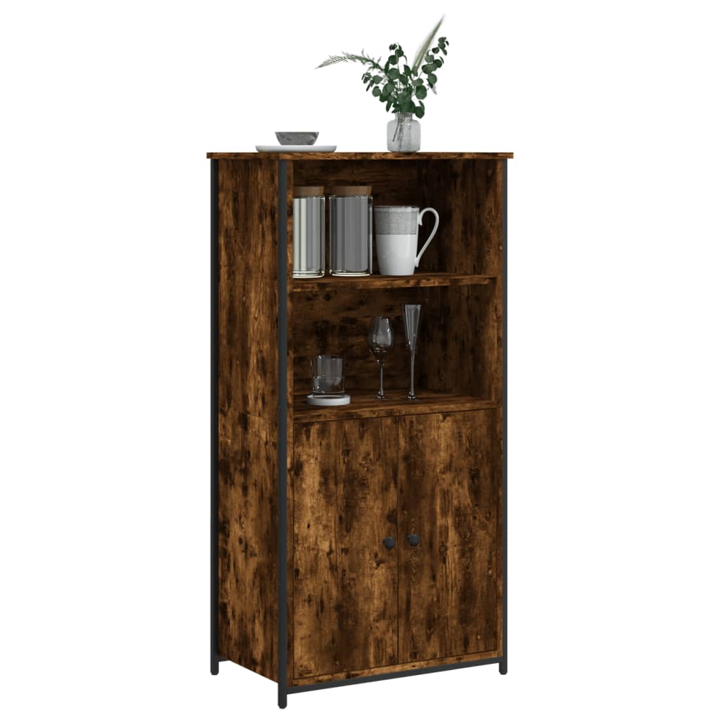 Hoge kast 62x36x121,5 cm bewerkt hout gerookt eikenkleurig is nu te koop bij PeponiXL, paradijselijk wonen!
