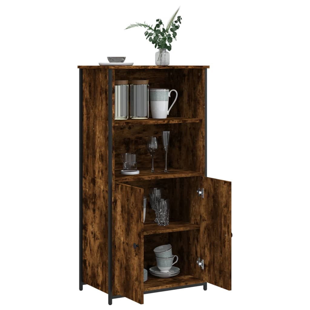 Hoge kast 62x36x121,5 cm bewerkt hout gerookt eikenkleurig is nu te koop bij PeponiXL, paradijselijk wonen!