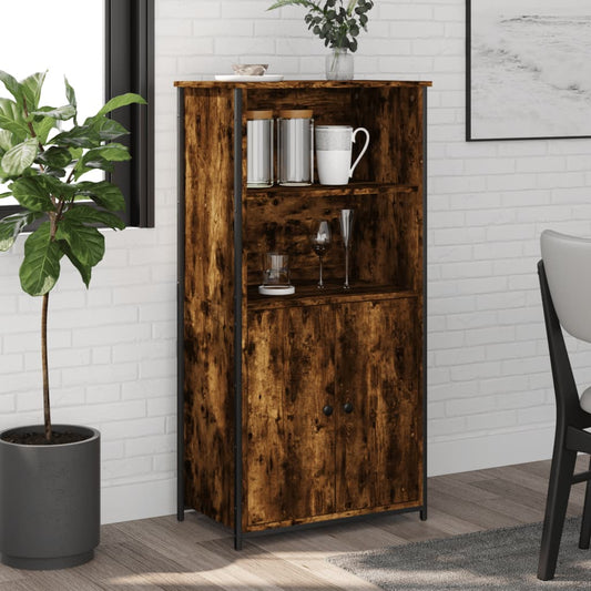 Hoge kast 62x36x121,5 cm bewerkt hout gerookt eikenkleurig is nu te koop bij PeponiXL, paradijselijk wonen!