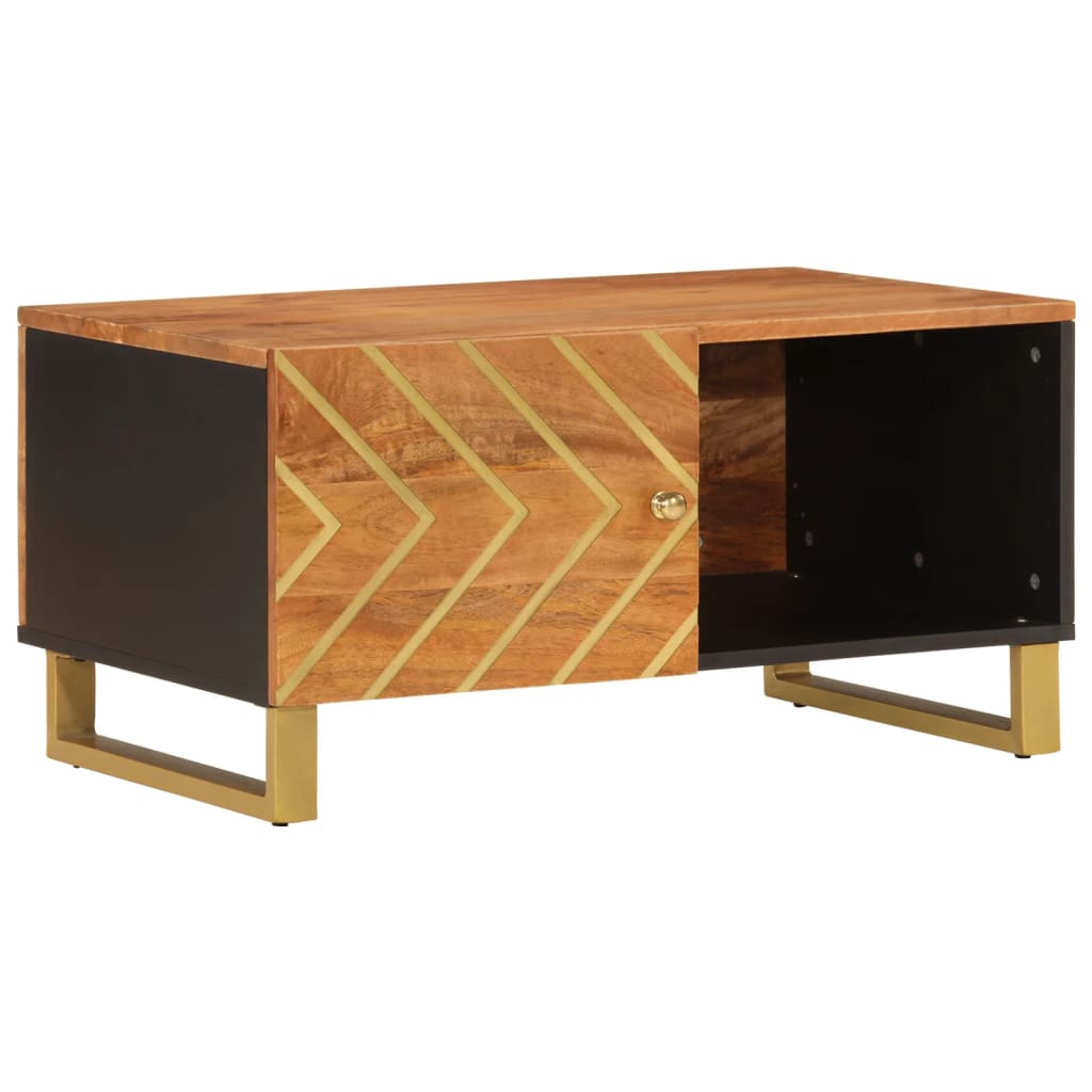 Salontafel 80x50x40 cm massief mangohout bruin en zwart is nu te koop bij PeponiXL, paradijselijk wonen!
