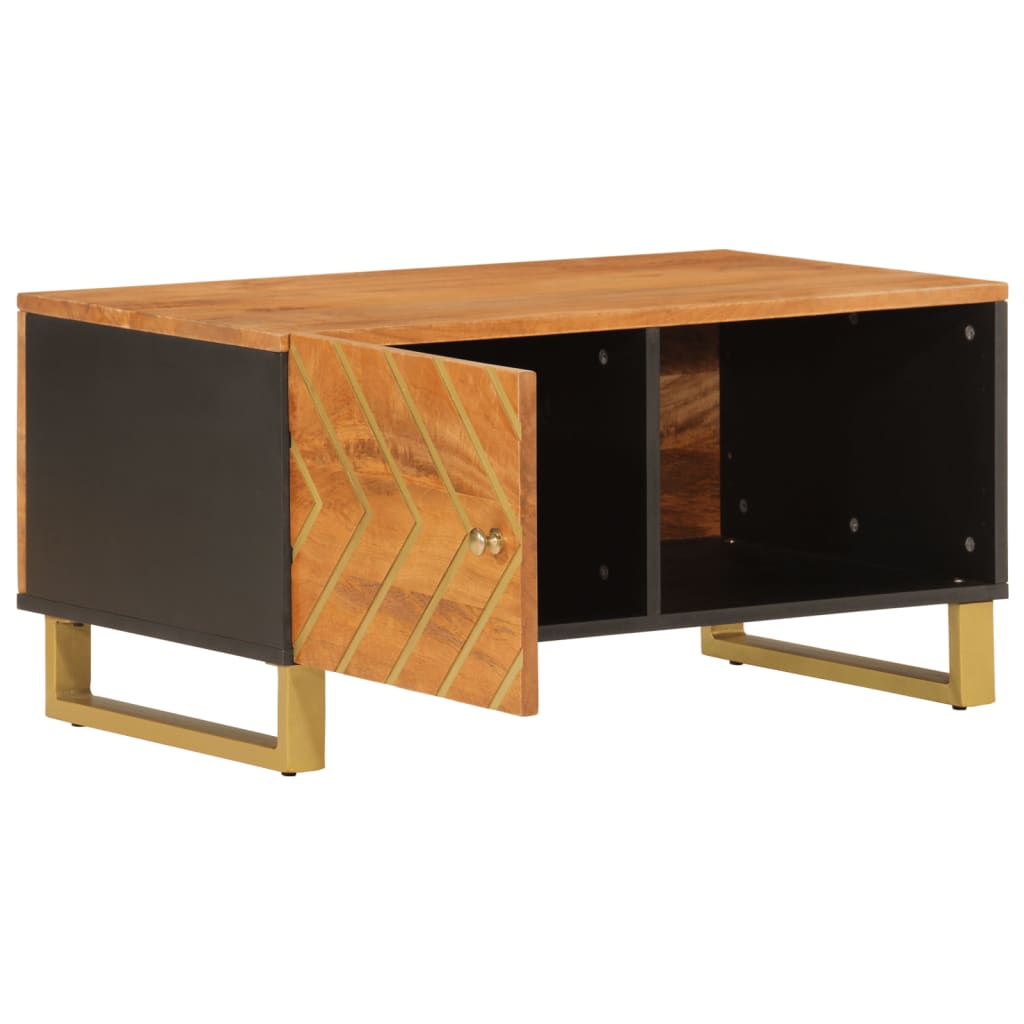 Salontafel 80x50x40 cm massief mangohout bruin en zwart is nu te koop bij PeponiXL, paradijselijk wonen!