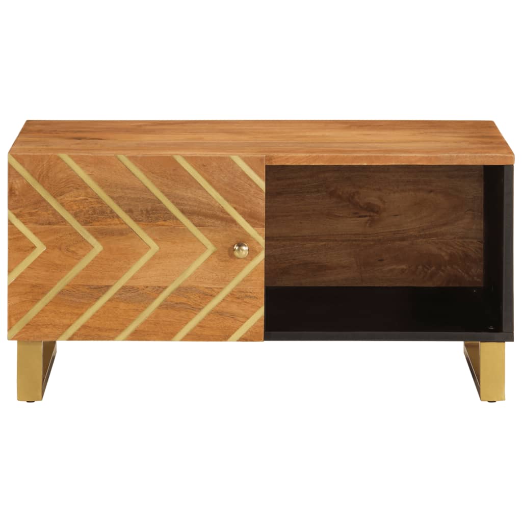 Salontafel 80x50x40 cm massief mangohout bruin en zwart is nu te koop bij PeponiXL, paradijselijk wonen!