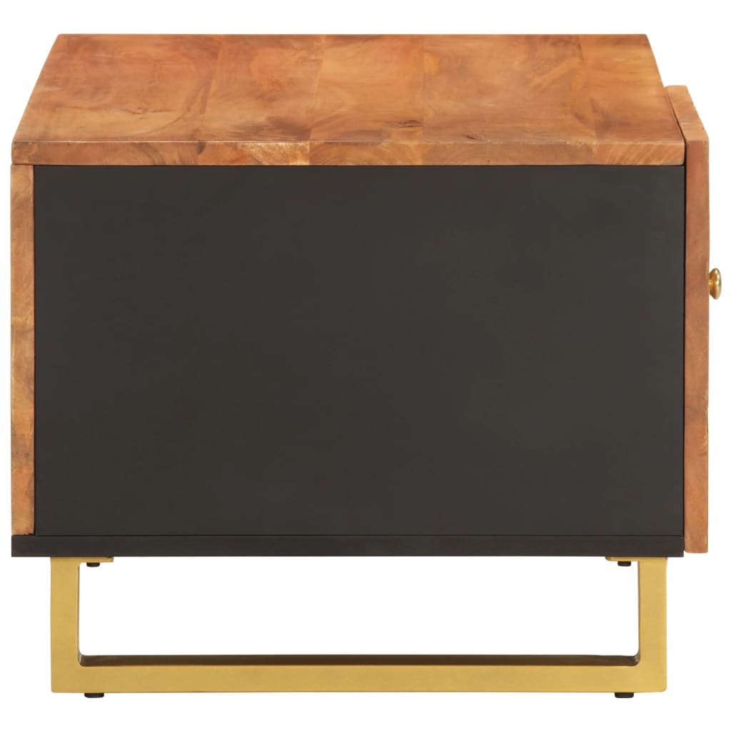 Salontafel 80x50x40 cm massief mangohout bruin en zwart is nu te koop bij PeponiXL, paradijselijk wonen!