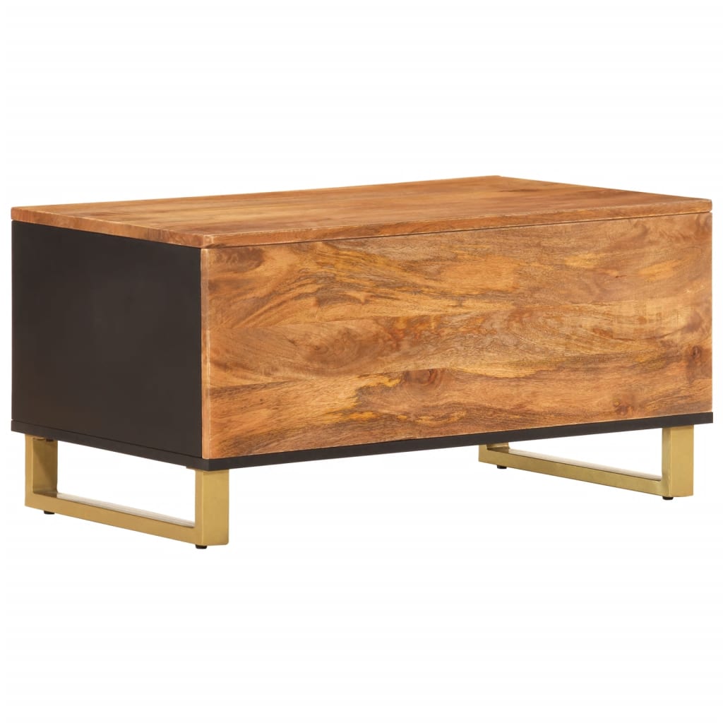 Salontafel 80x50x40 cm massief mangohout bruin en zwart is nu te koop bij PeponiXL, paradijselijk wonen!