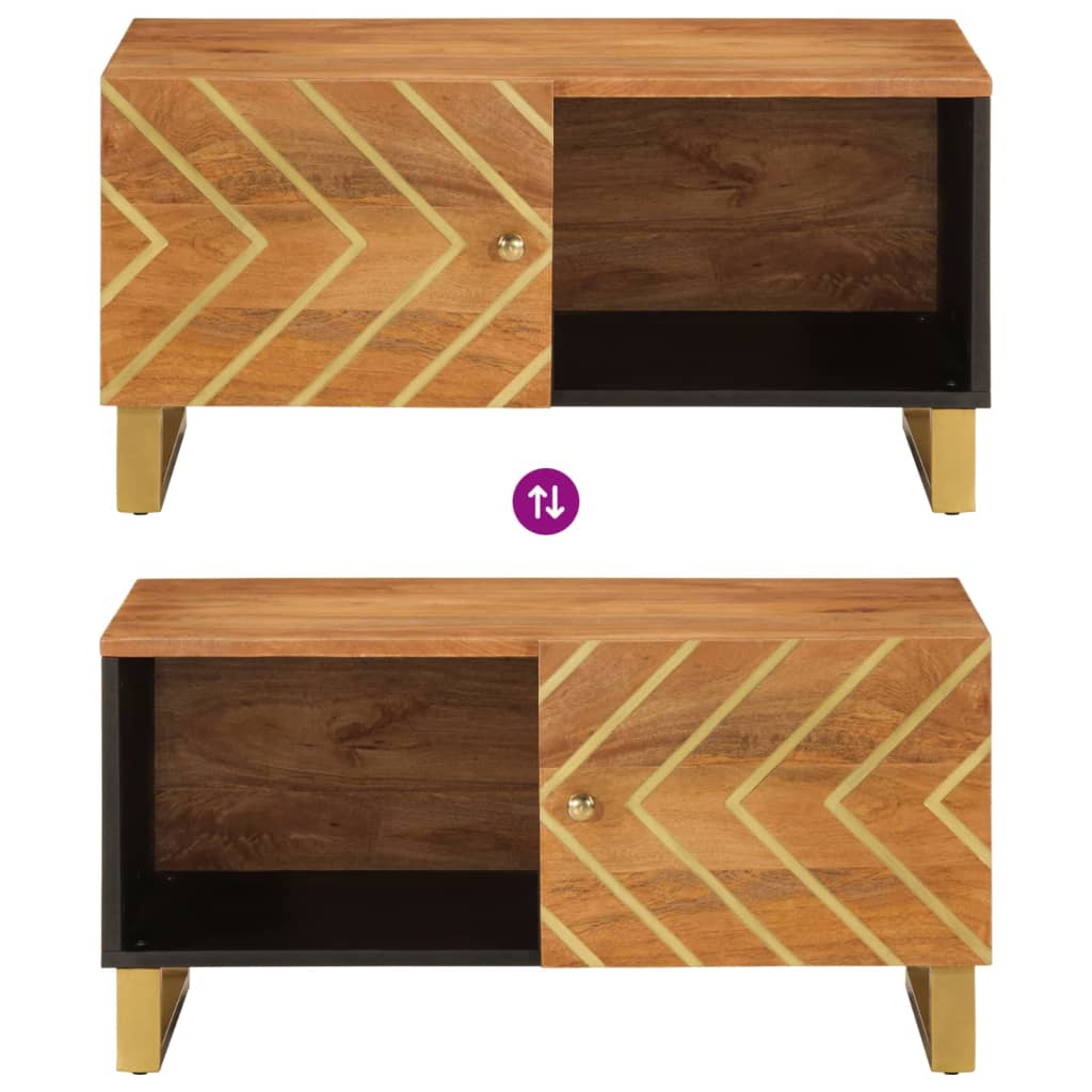 Salontafel 80x50x40 cm massief mangohout bruin en zwart is nu te koop bij PeponiXL, paradijselijk wonen!