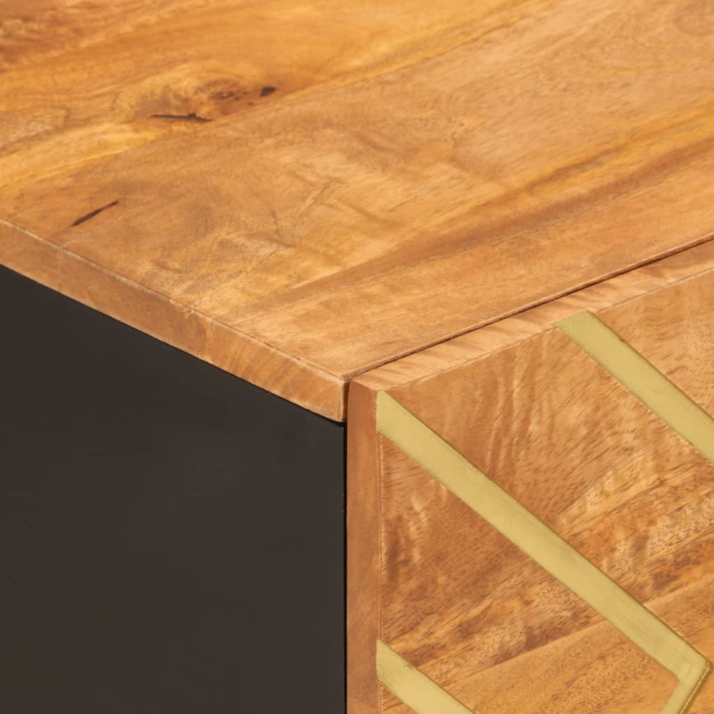 Salontafel 80x50x40 cm massief mangohout bruin en zwart is nu te koop bij PeponiXL, paradijselijk wonen!