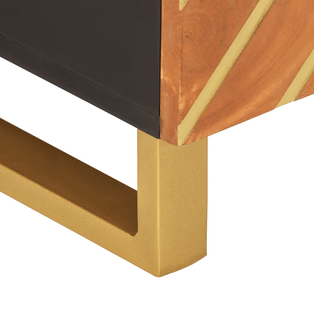 Salontafel 80x50x40 cm massief mangohout bruin en zwart is nu te koop bij PeponiXL, paradijselijk wonen!
