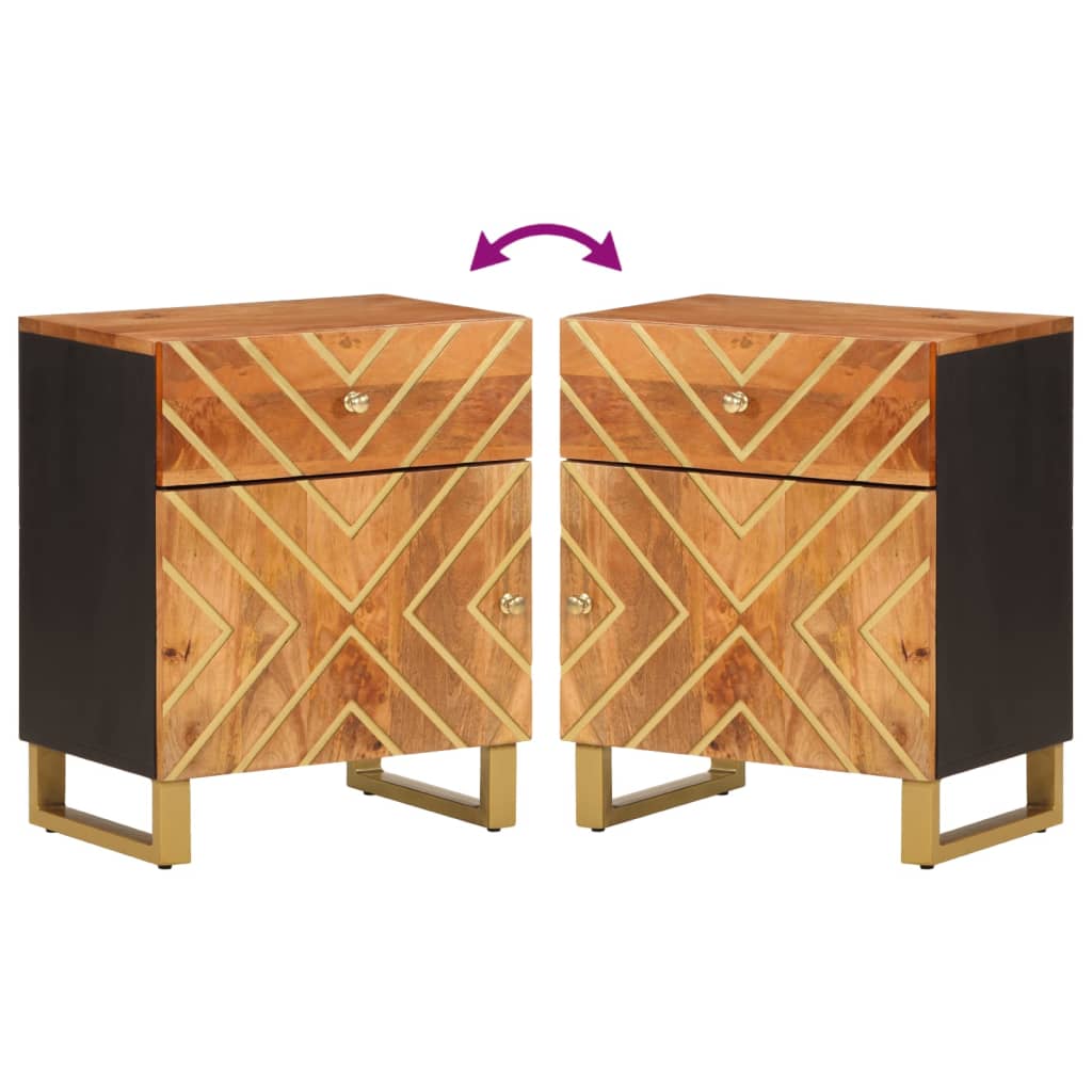 Nachtkastje 50x33x60 cm massief mangohout bruin en zwart is nu te koop bij PeponiXL, paradijselijk wonen!