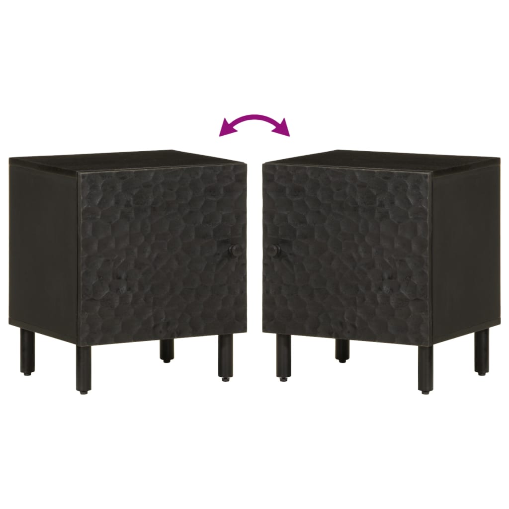 Nachtkastje 40x33x46 cm massief mangohout zwart is nu te koop bij PeponiXL, paradijselijk wonen!