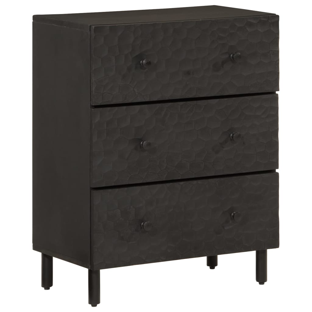 Bijzetkast 60x33x75 cm massief mangohout zwart is nu te koop bij PeponiXL, paradijselijk wonen!