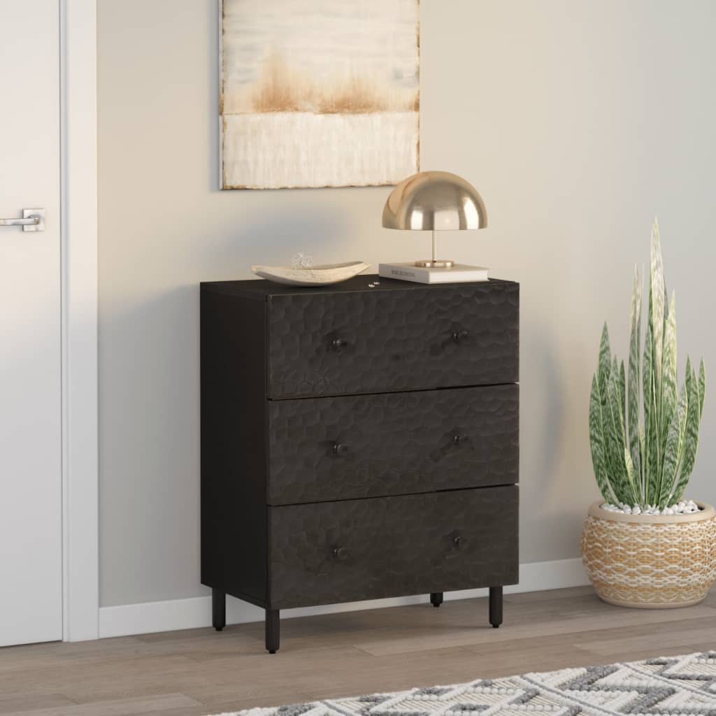 Bijzetkast 60x33x75 cm massief mangohout zwart is nu te koop bij PeponiXL, paradijselijk wonen!