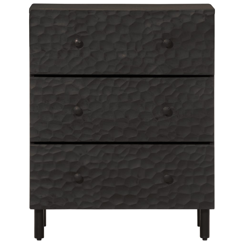 Bijzetkast 60x33x75 cm massief mangohout zwart is nu te koop bij PeponiXL, paradijselijk wonen!