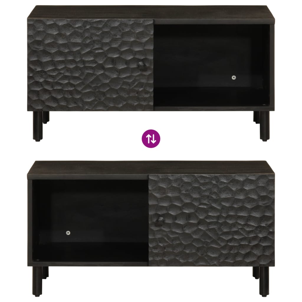 Salontafel 80x50x40 cm massief mangohout zwart is nu te koop bij PeponiXL, paradijselijk wonen!