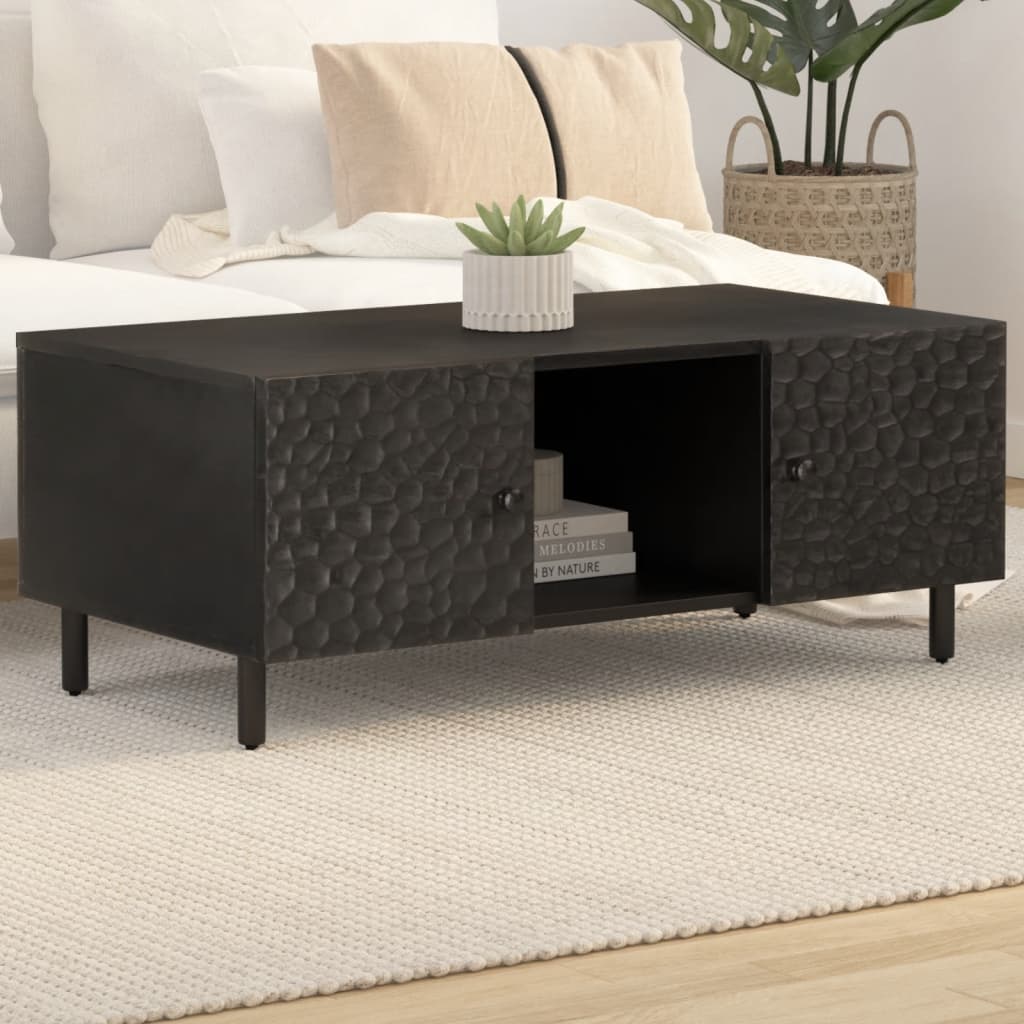 Salontafel 100x54x40 cm massief mangohout zwart is nu te koop bij PeponiXL, paradijselijk wonen!