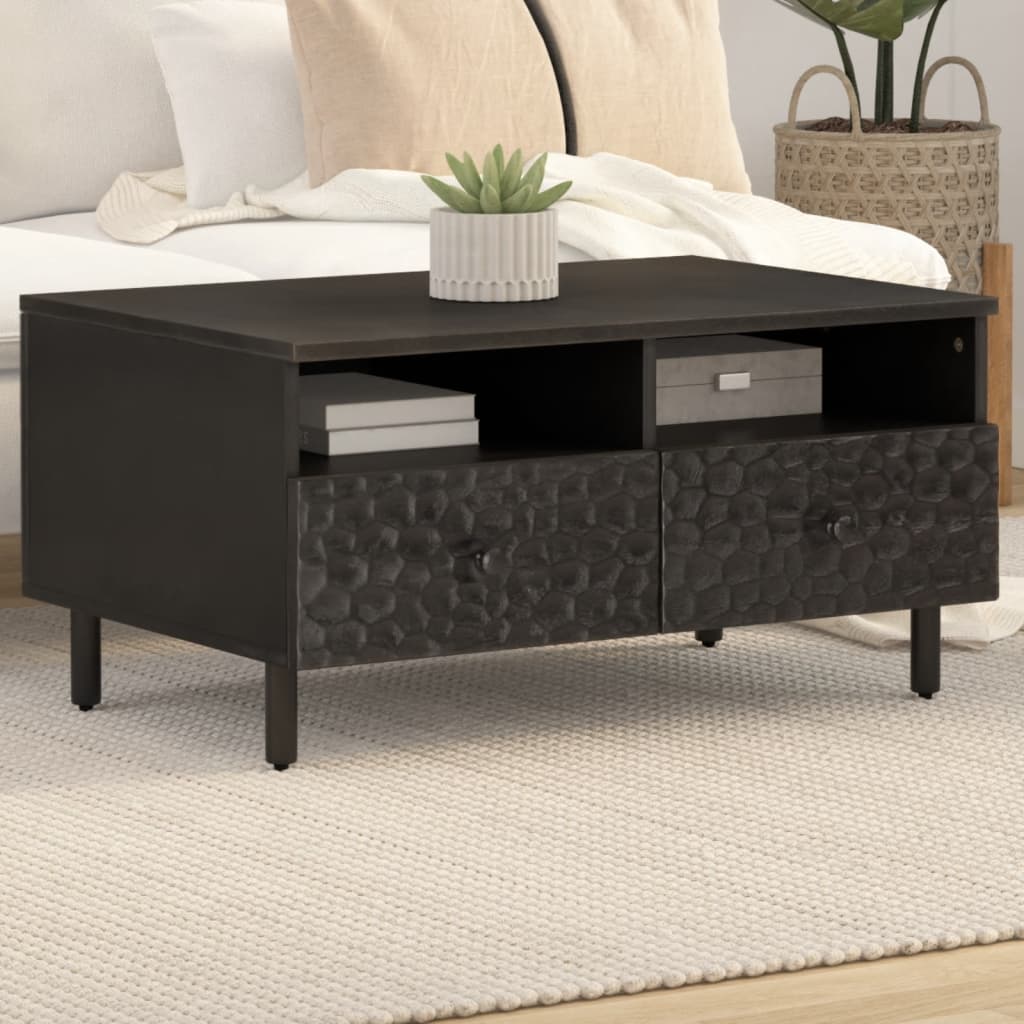 Salontafel 80x54x40 cm massief mangohout zwart is nu te koop bij PeponiXL, paradijselijk wonen!