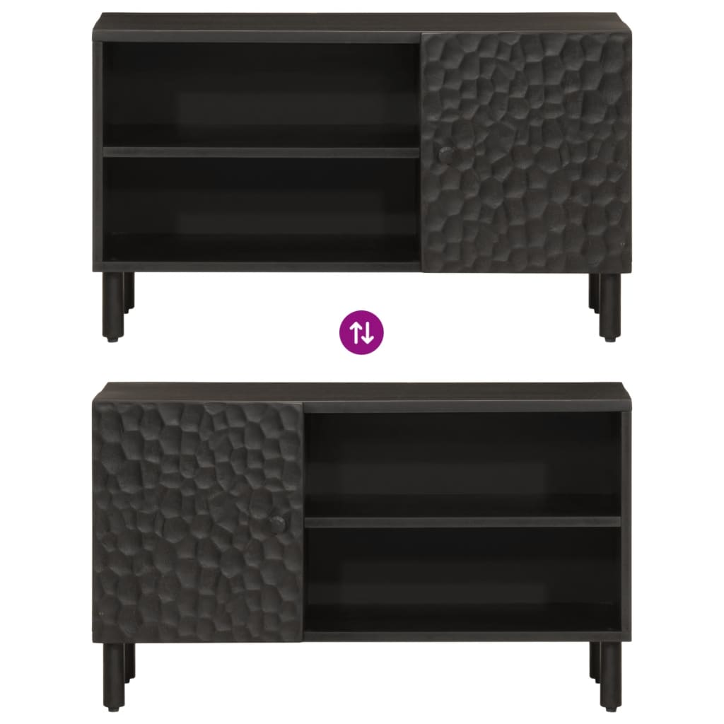 Tv-meubel 80x31x46 cm massief mangohout zwart is nu te koop bij PeponiXL, paradijselijk wonen!