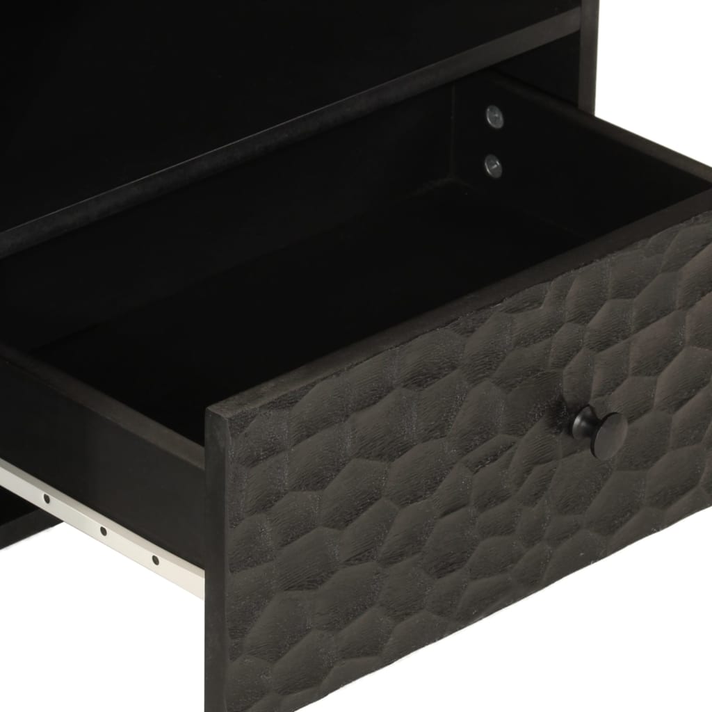 Tv-meubel 80x33x46 cm massief mangohout zwart is nu te koop bij PeponiXL, paradijselijk wonen!