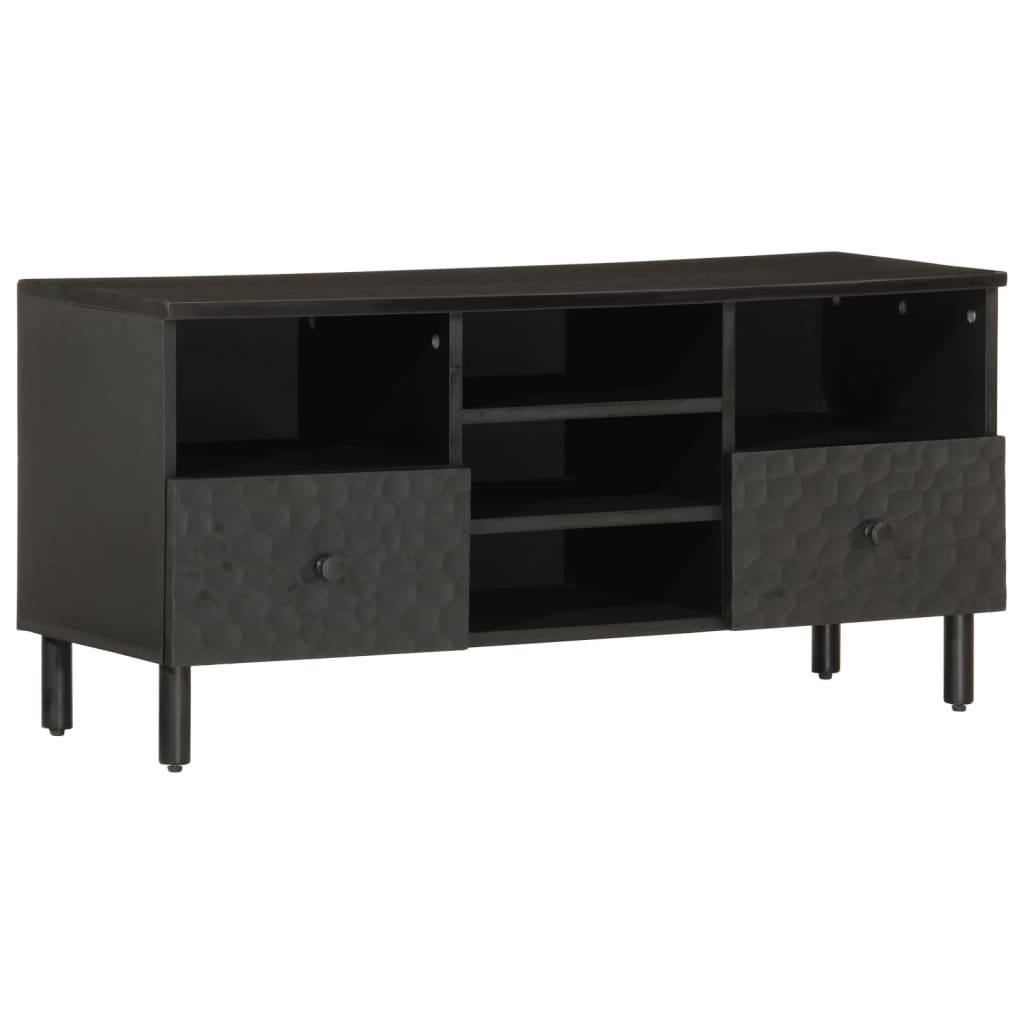 Tv-meubel 100x33x46 cm massief mangohout zwart is nu te koop bij PeponiXL, paradijselijk wonen!