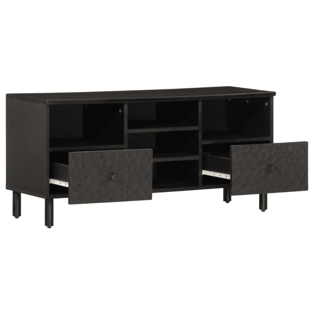 Tv-meubel 100x33x46 cm massief mangohout zwart is nu te koop bij PeponiXL, paradijselijk wonen!