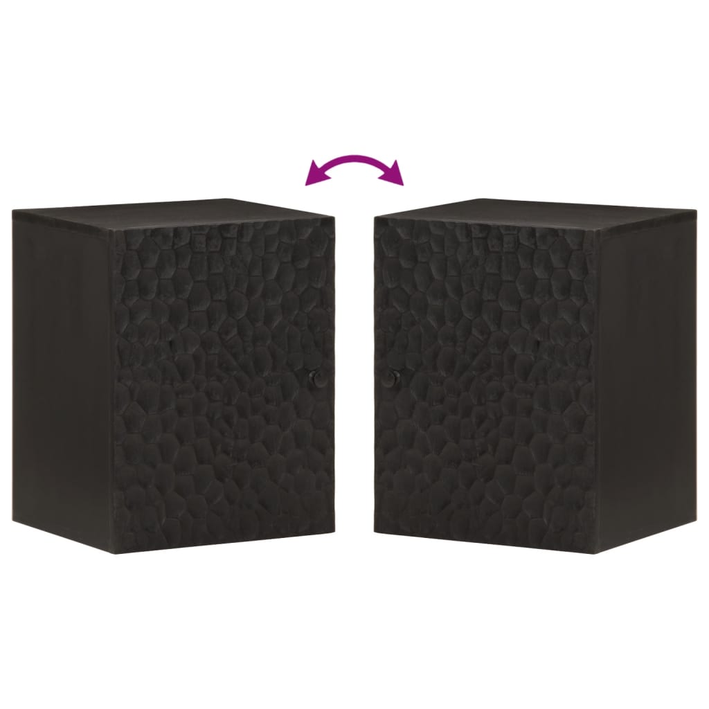 Badkamerwandkast 38x33x48 cm massief mangohout zwart is nu te koop bij PeponiXL, paradijselijk wonen!