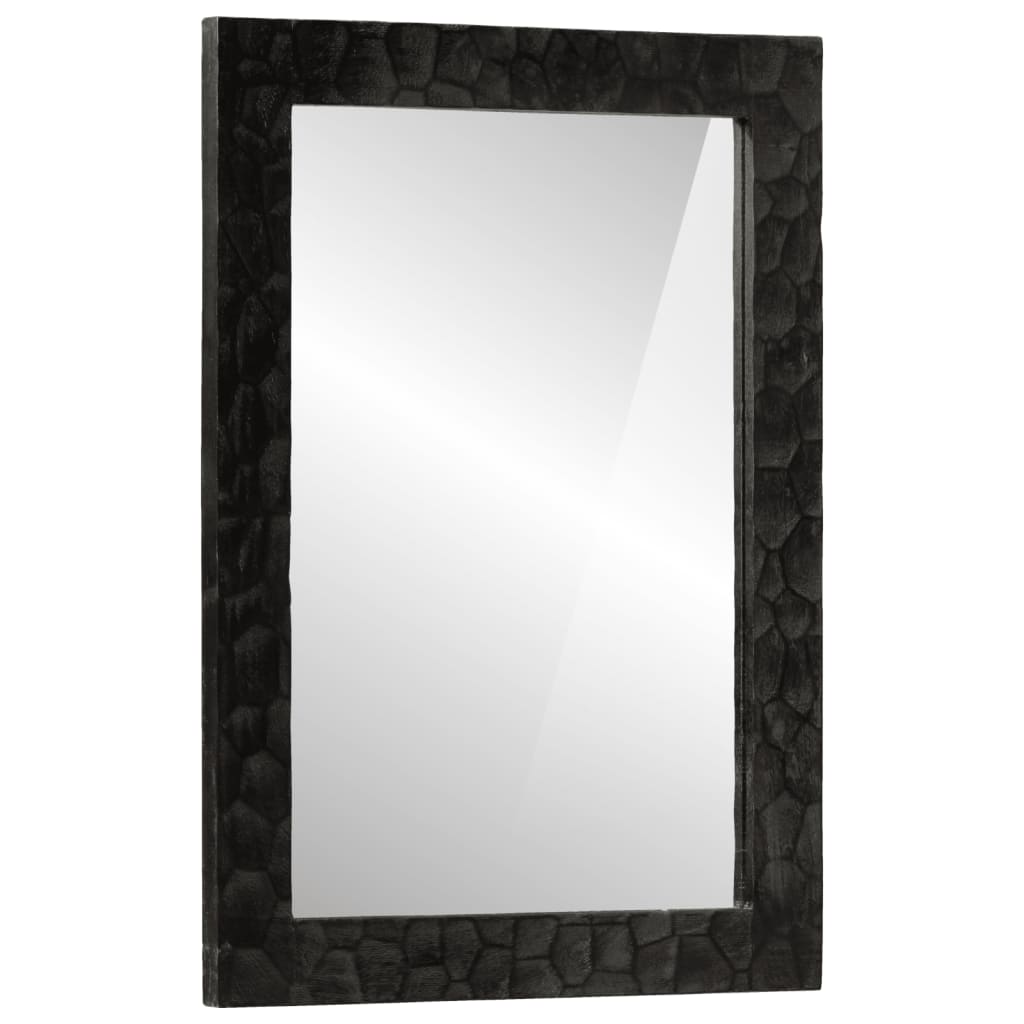 Badkamerspiegel 50x70x2,5 cm massief mangohout en glas zwart is nu te koop bij PeponiXL, paradijselijk wonen!