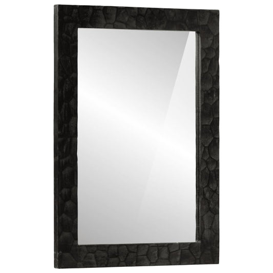 Badkamerspiegel 50x70x2,5 cm massief mangohout en glas zwart is nu te koop bij PeponiXL, paradijselijk wonen!