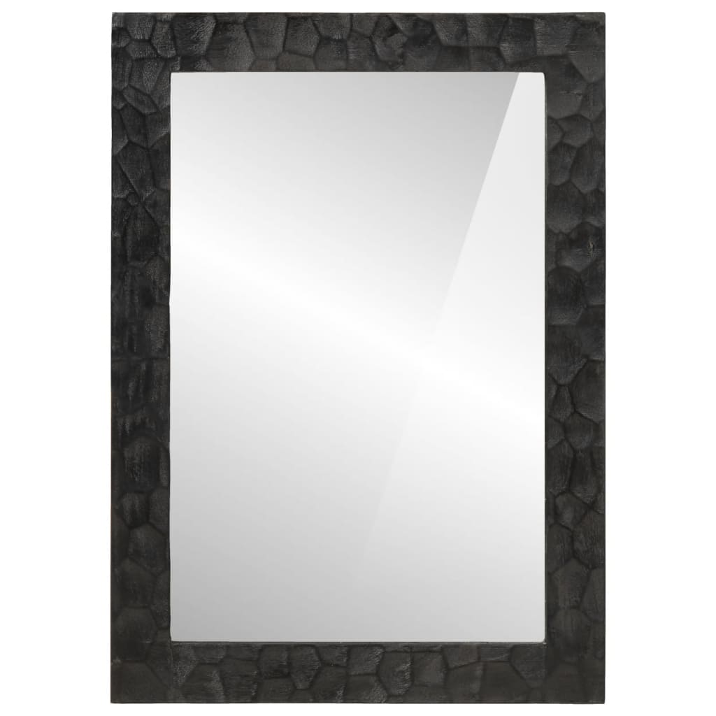 Badkamerspiegel 50x70x2,5 cm massief mangohout en glas zwart is nu te koop bij PeponiXL, paradijselijk wonen!