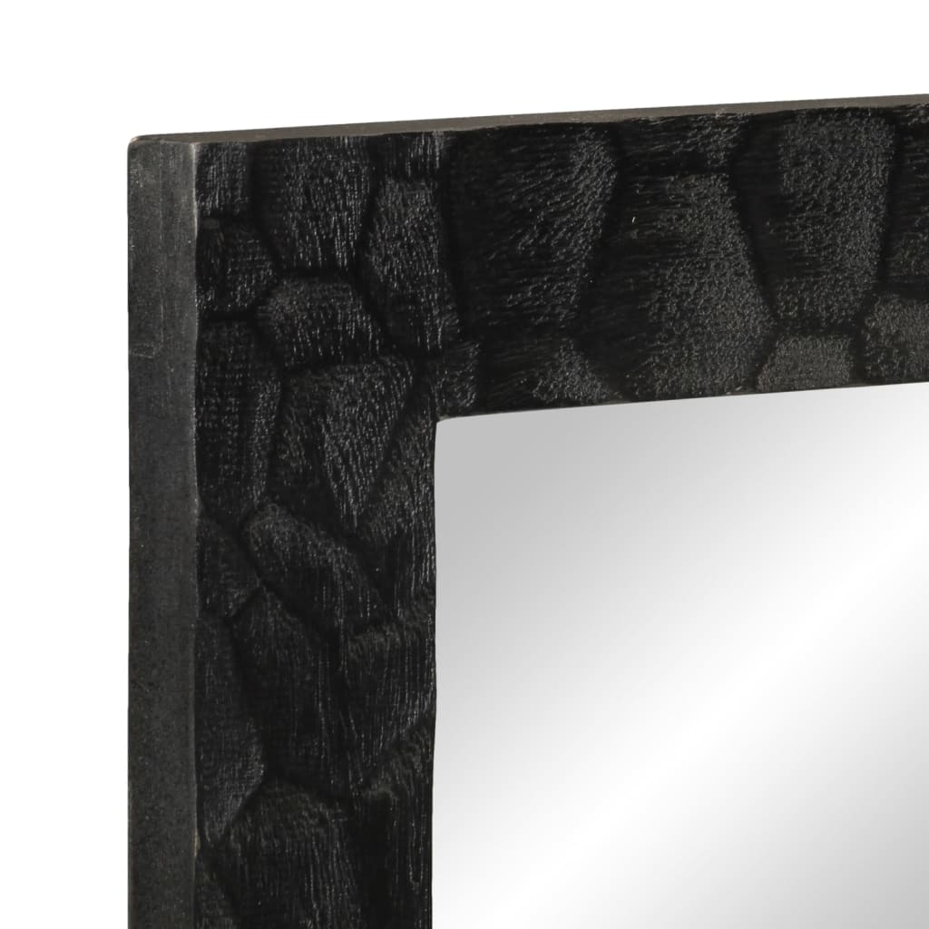 Badkamerspiegel 50x70x2,5 cm massief mangohout en glas zwart is nu te koop bij PeponiXL, paradijselijk wonen!