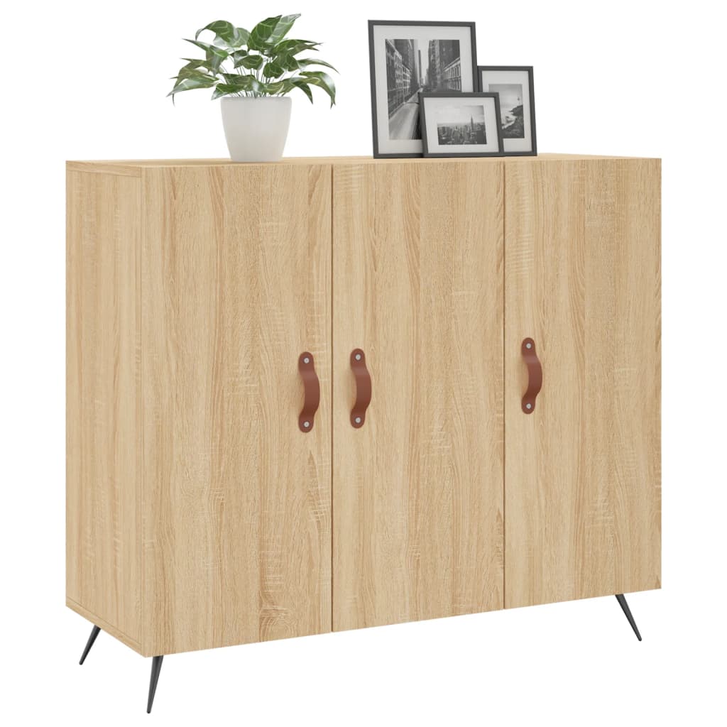 Dressoir 90x34x80 cm bewerkt hout sonoma eikenkleurig is nu te koop bij PeponiXL, paradijselijk wonen!