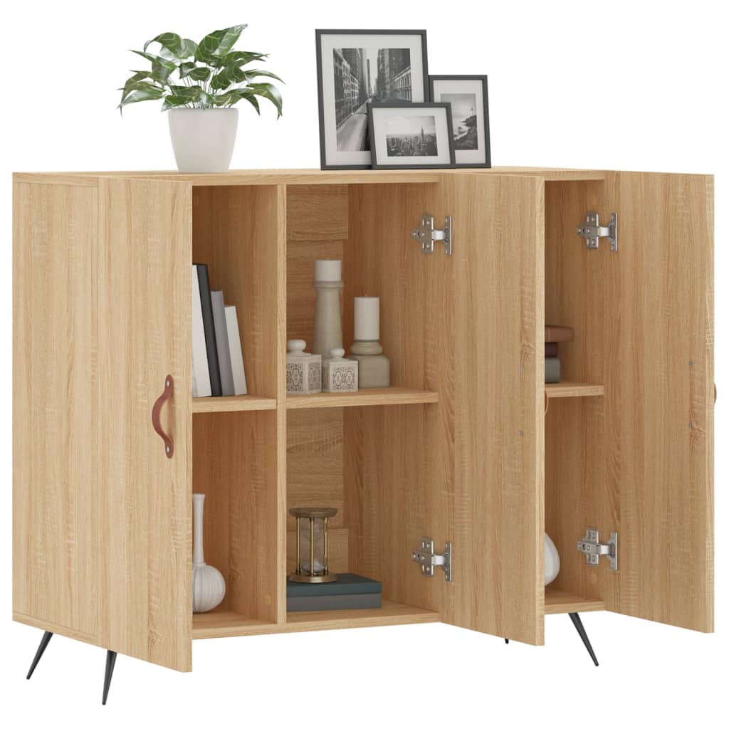 Dressoir 90x34x80 cm bewerkt hout sonoma eikenkleurig is nu te koop bij PeponiXL, paradijselijk wonen!