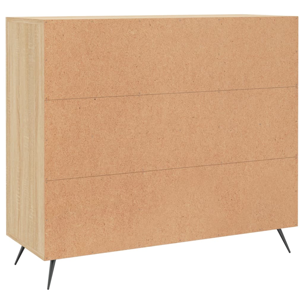 Dressoir 90x34x80 cm bewerkt hout sonoma eikenkleurig is nu te koop bij PeponiXL, paradijselijk wonen!