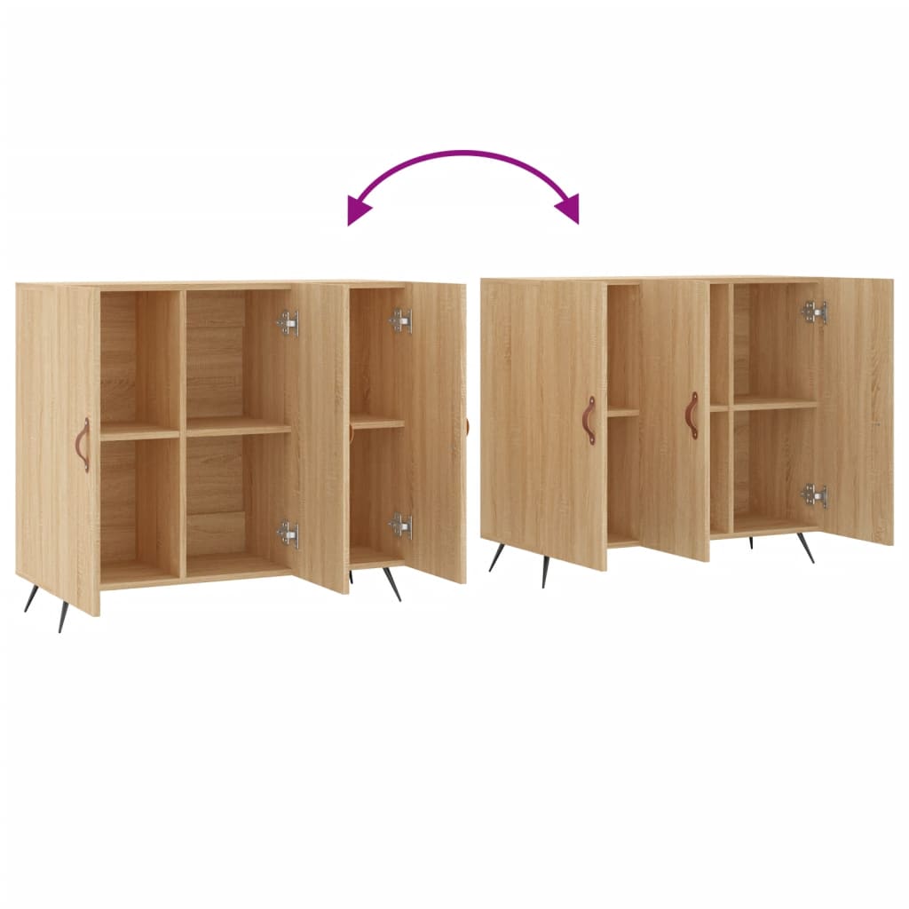 Dressoir 90x34x80 cm bewerkt hout sonoma eikenkleurig is nu te koop bij PeponiXL, paradijselijk wonen!
