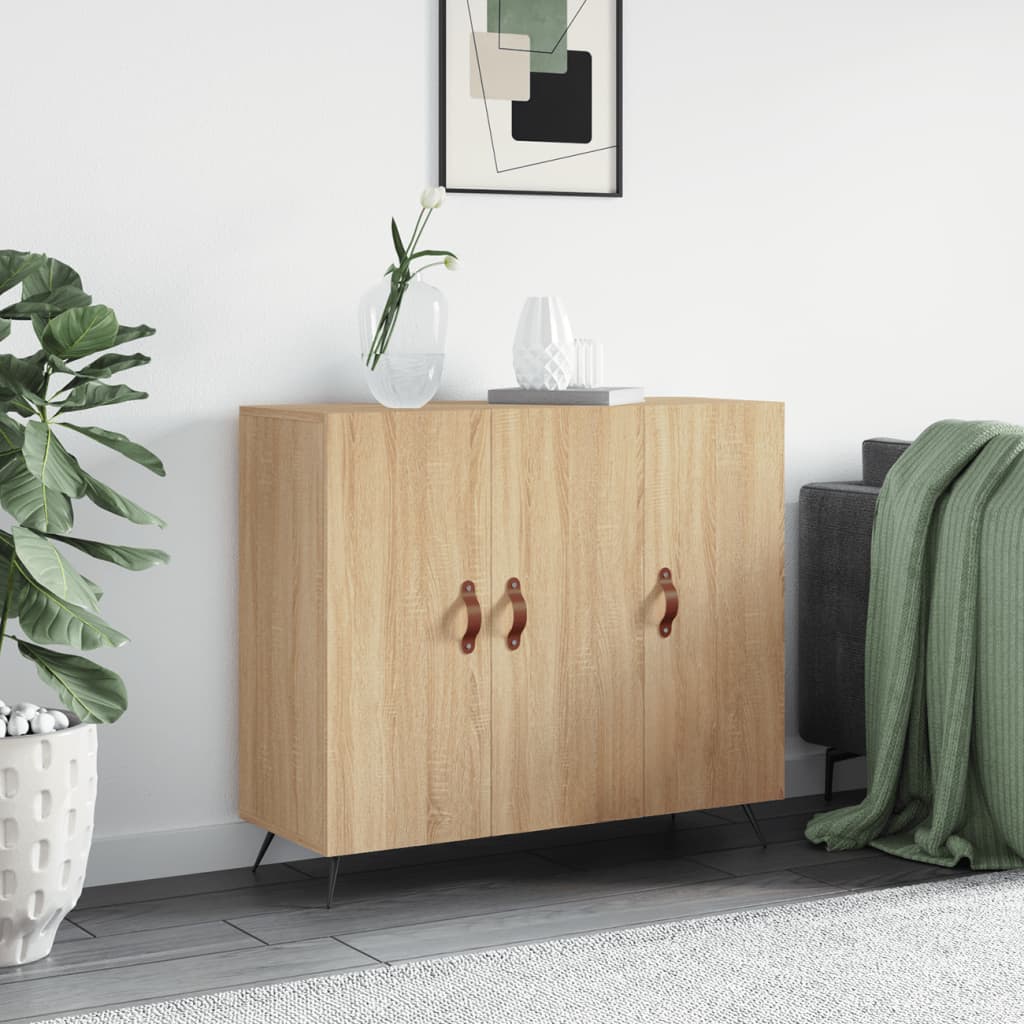 Dressoir 90x34x80 cm bewerkt hout sonoma eikenkleurig is nu te koop bij PeponiXL, paradijselijk wonen!