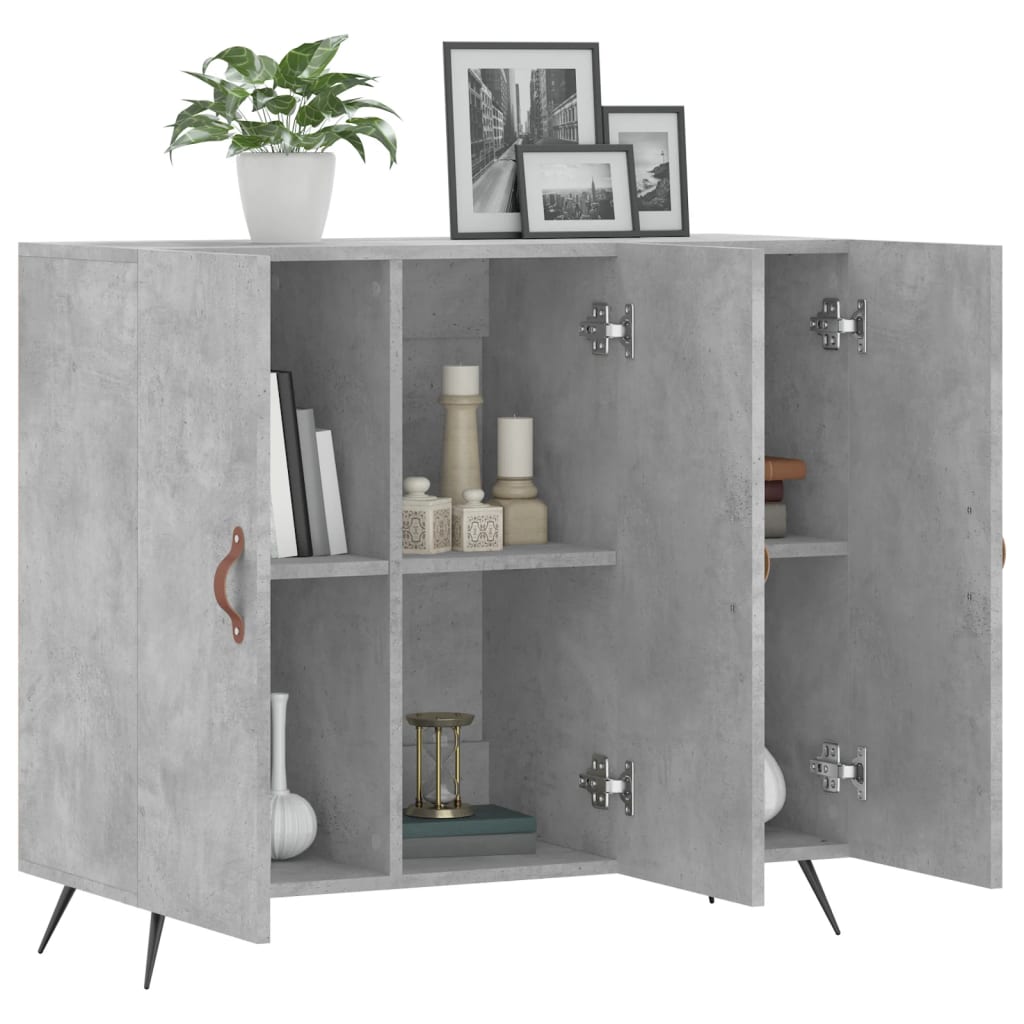 Dressoir 90x34x80 cm bewerkt hout betongrijs is nu te koop bij PeponiXL, paradijselijk wonen!