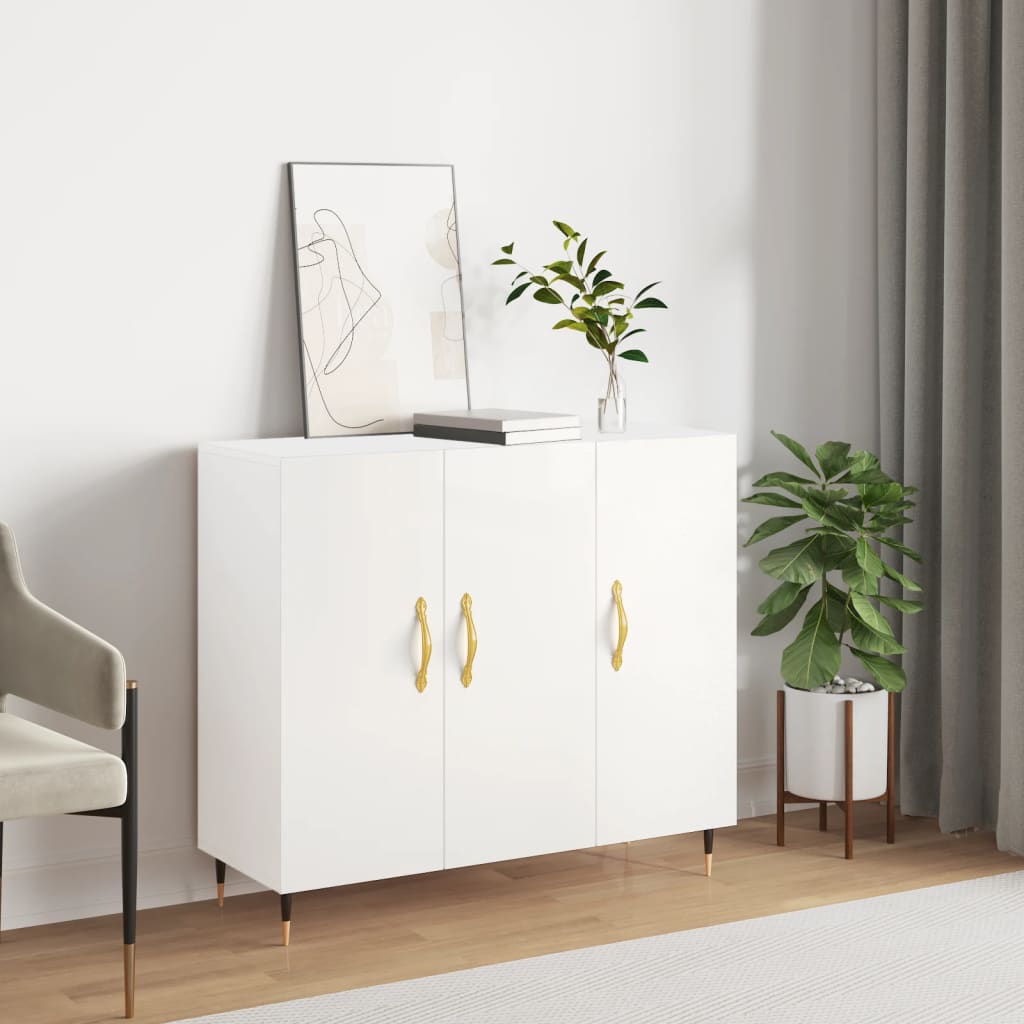 Dressoir 90x34x80 cm bewerkt hout wit is nu te koop bij PeponiXL, paradijselijk wonen!