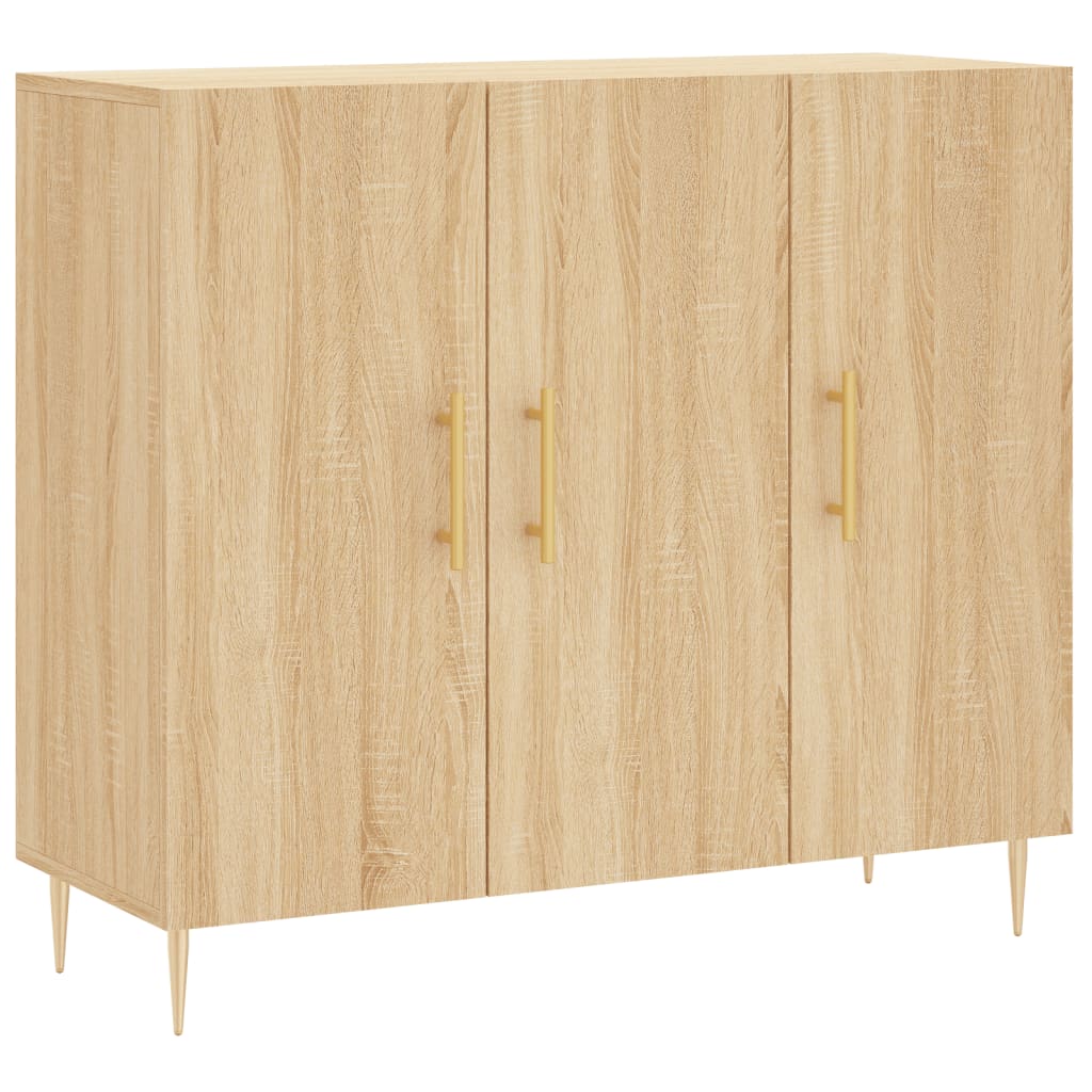 Dressoir 90x34x80 cm bewerkt hout sonoma eikenkleurig is nu te koop bij PeponiXL, paradijselijk wonen!