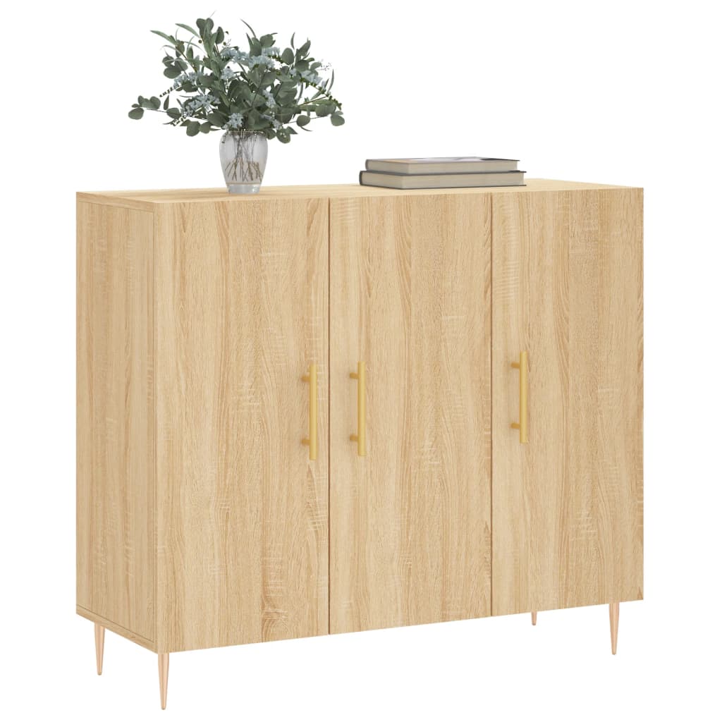 Dressoir 90x34x80 cm bewerkt hout sonoma eikenkleurig is nu te koop bij PeponiXL, paradijselijk wonen!
