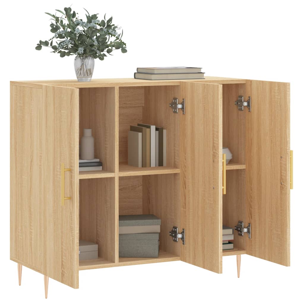 Dressoir 90x34x80 cm bewerkt hout sonoma eikenkleurig is nu te koop bij PeponiXL, paradijselijk wonen!