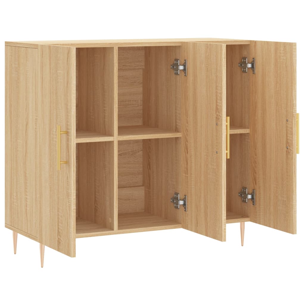 Dressoir 90x34x80 cm bewerkt hout sonoma eikenkleurig is nu te koop bij PeponiXL, paradijselijk wonen!