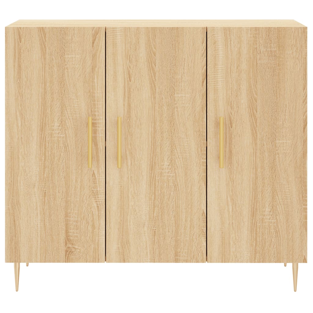 Dressoir 90x34x80 cm bewerkt hout sonoma eikenkleurig is nu te koop bij PeponiXL, paradijselijk wonen!