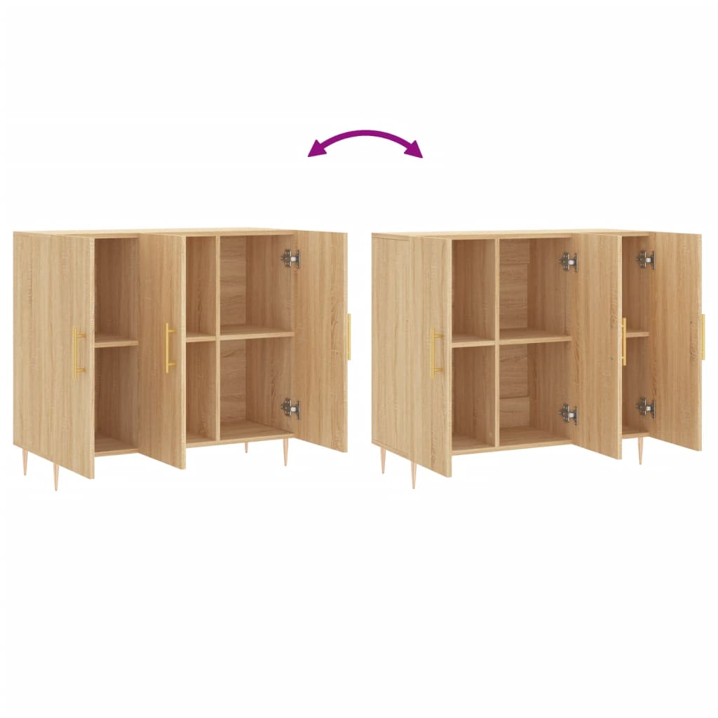Dressoir 90x34x80 cm bewerkt hout sonoma eikenkleurig is nu te koop bij PeponiXL, paradijselijk wonen!
